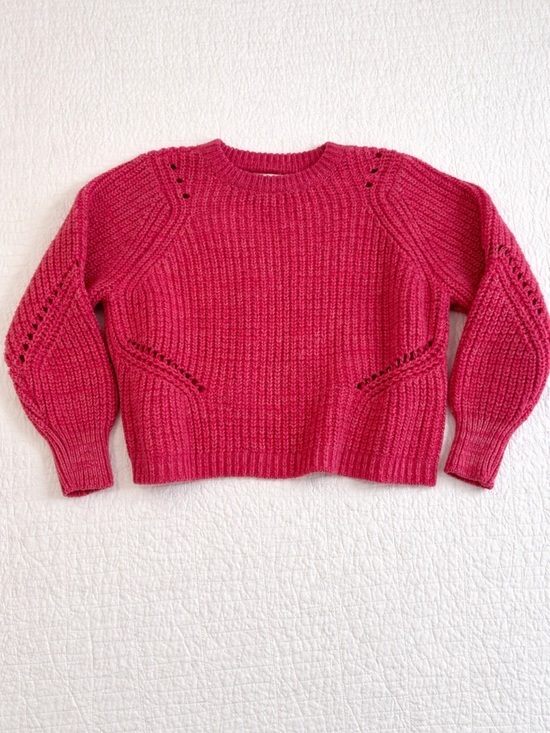 LOFT Sweaters - LOFT Petite Medium Pink Chunky Knit Sweater Eyelet Wool Ribbed Cozy Pullover